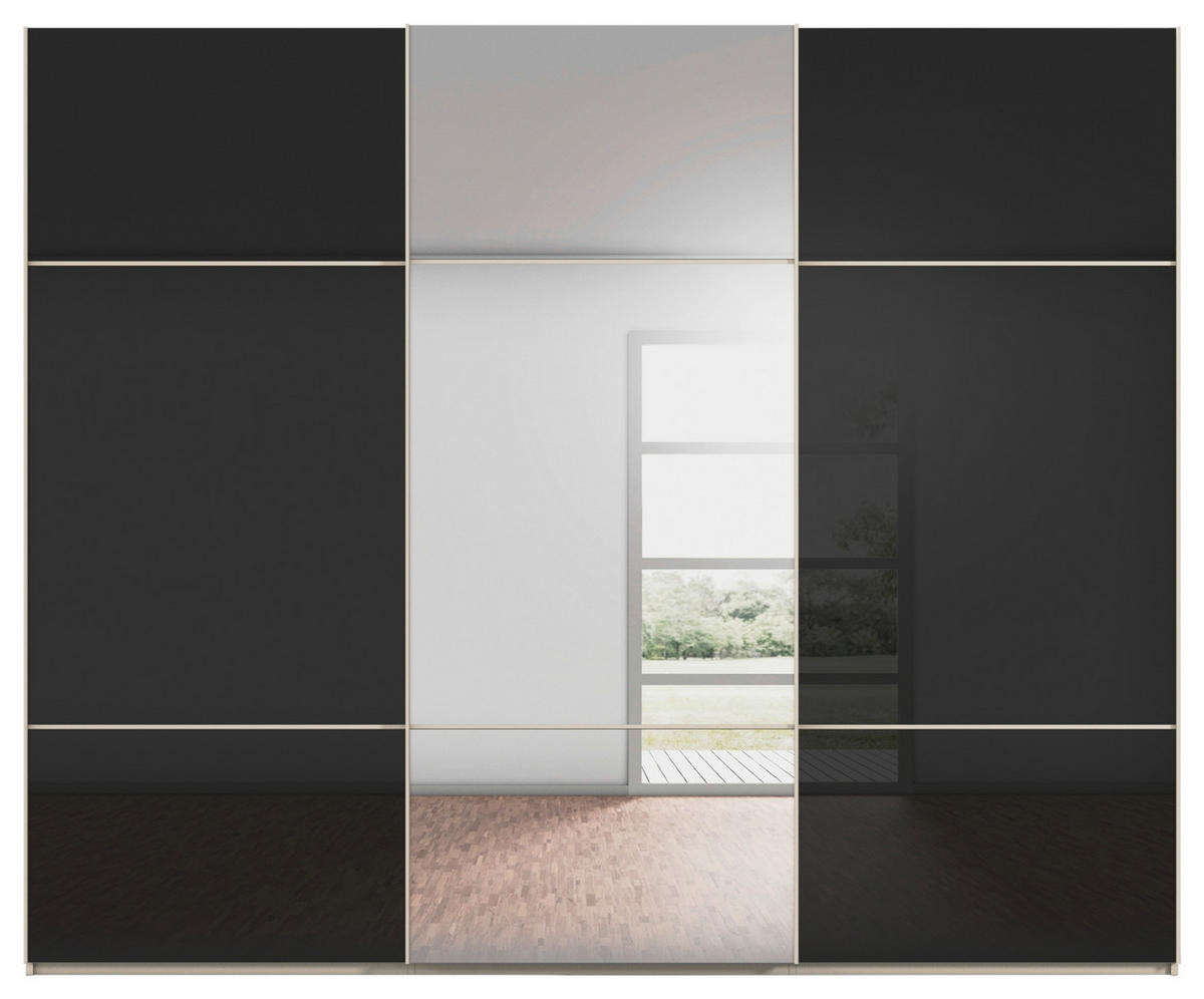 SCHWEBETÜRENSCHRANK  in Schwarz, Champagner  - Champagner/Schwarz, KONVENTIONELL, Glas/Holzwerkstoff (301/223/68cm) - Novel