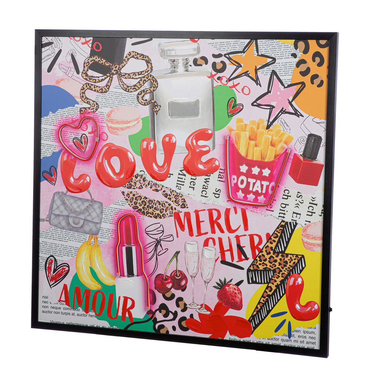 LED-BILD Abstraktes  - Multicolor/Schwarz, Basics, Holzwerkstoff/Kunststoff (83/83/3cm)