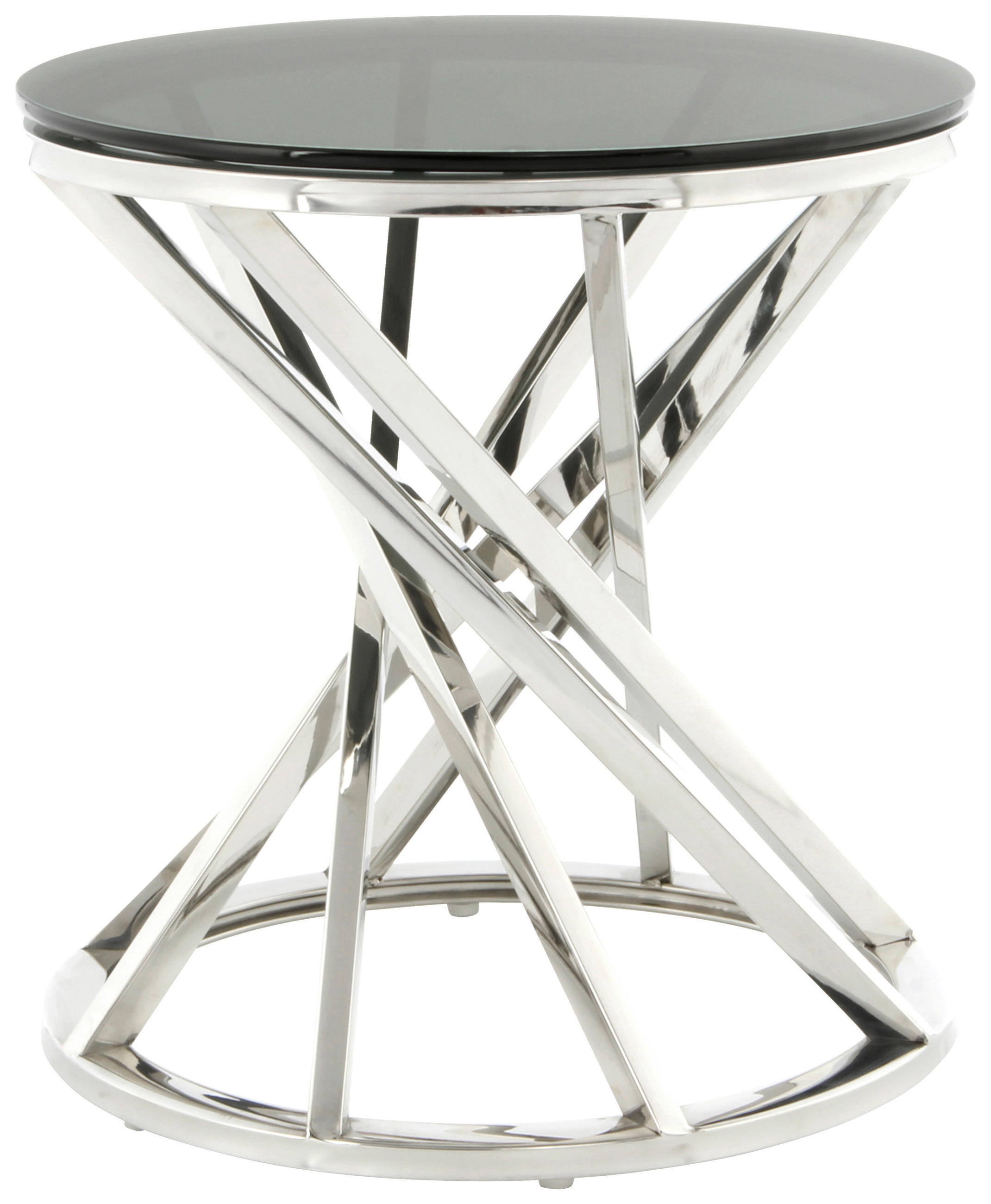 BEISTELLTISCH 40/40/42 cm Schwarz, Silberfarben rund  - Silberfarben/Schwarz, Design, Glas/Metall (40/40/42cm) - Kayoom