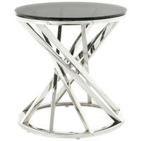 BEISTELLTISCH in Metall, Glas 40/40/42 cm  - Silberfarben/Schwarz, Design, Glas/Metall (40/40/42cm) - Kayoom