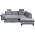 ECKSOFA Grau Velours  - Schwarz/Grau, KONVENTIONELL, Kunststoff/Textil (275/218cm) - Carryhome