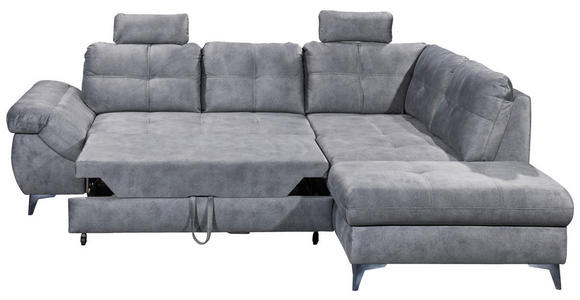 ECKSOFA Grau Velours  - Schwarz/Grau, KONVENTIONELL, Kunststoff/Textil (275/218cm) - Carryhome