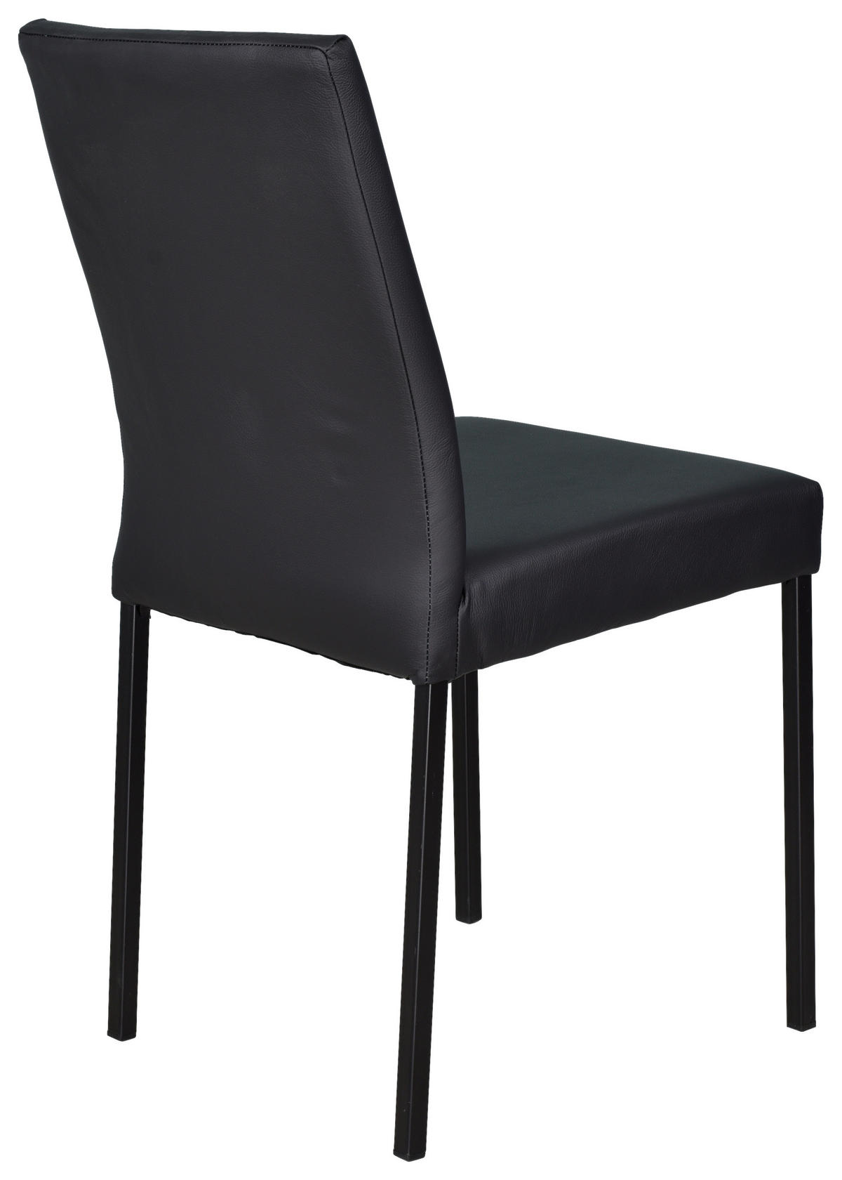 STUHL  in Stahl Echtleder  - Schwarz, Konventionell, Leder/Metall (45/89/44cm)