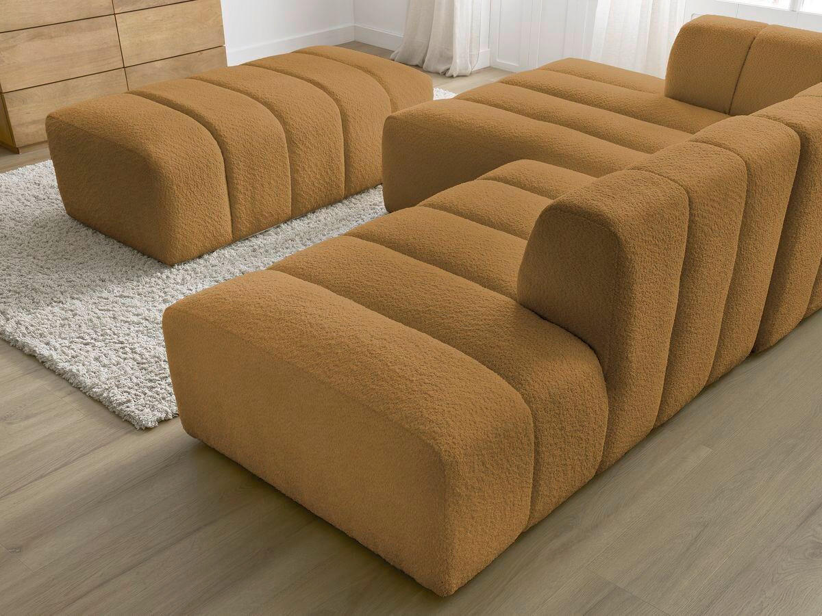 ECKSOFA Ottomane links  ANNECY Gelb Bouclé  - Gelb/Schwarz, MODERN, Kunststoff/Textil (170/262cm)
