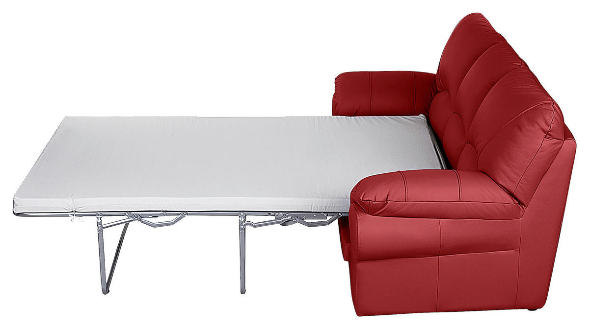 SCHLAFSOFA in Leder Rot  - Rot/Schwarz, Design, Leder/Kunststoff (205/92/85cm) - Livetastic