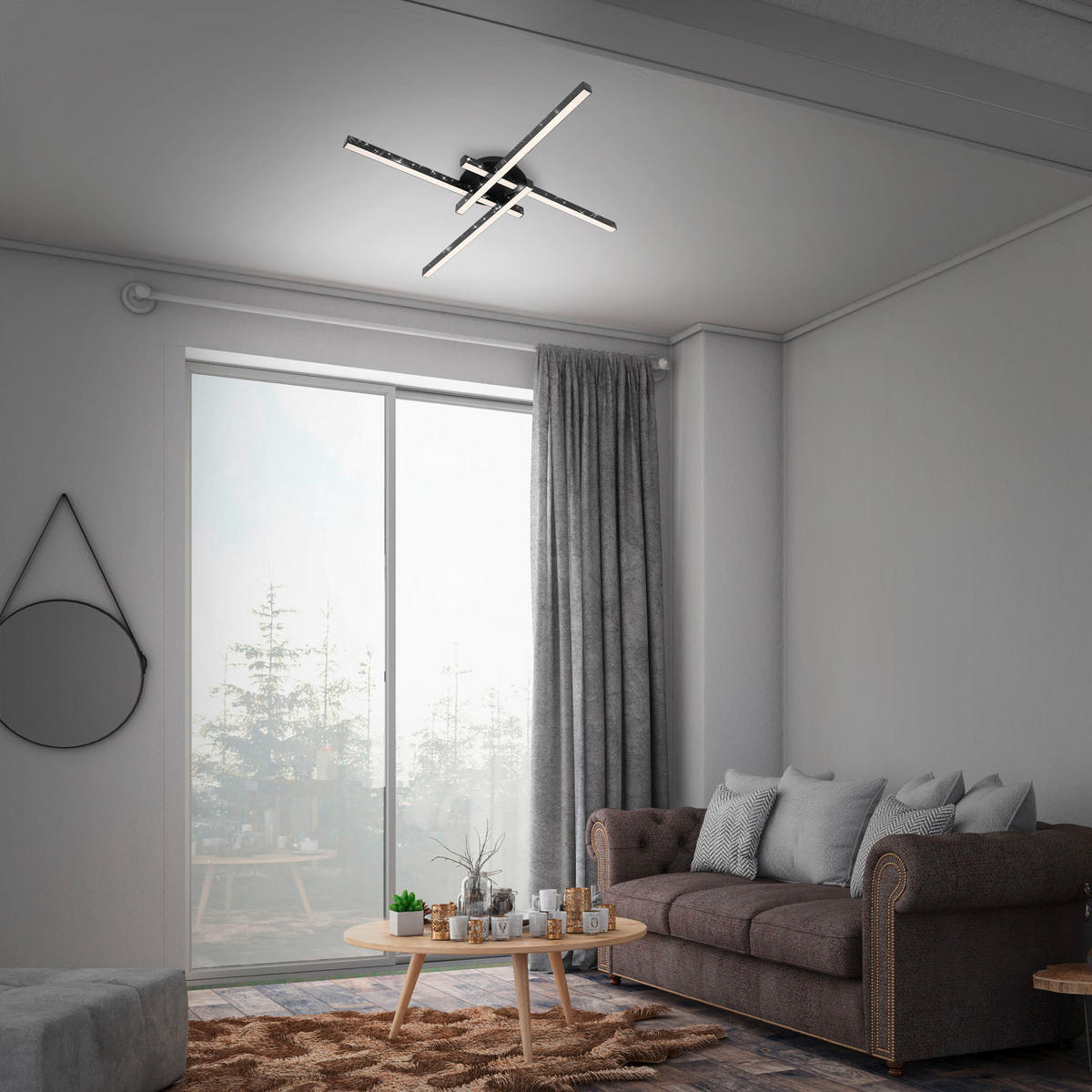 LED-TAKLAMPA 60/60/8,2 cm  - svart, Trend, metall/plast (60/60/8,2cm)