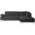 ECKSOFA in Flachgewebe Graphitfarben  - Graphitfarben, Design, Textil/Metall (296/229cm) - Novel