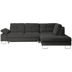 ECKSOFA in Flachgewebe Graphitfarben  - Graphitfarben, Design, Textil/Metall (296/229cm) - Novel