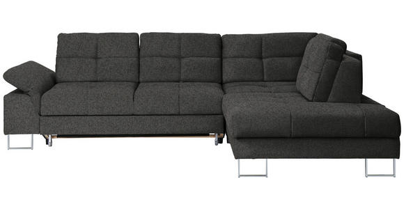 ECKSOFA in Flachgewebe Graphitfarben  - Graphitfarben, Design, Textil/Metall (296/229cm) - Novel