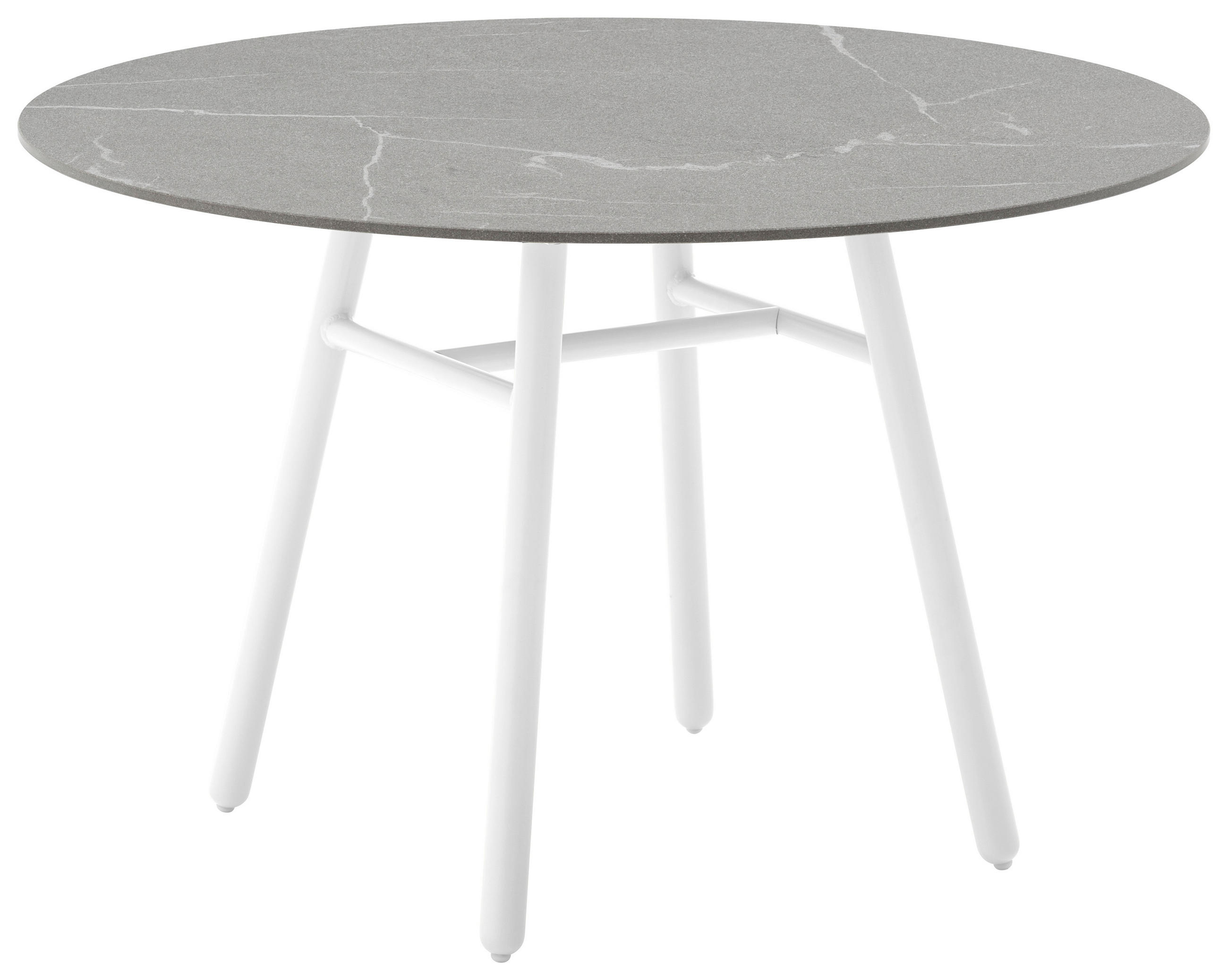 GARTENTISCH 120/120/76 cm Keramik, Metall rund  - Weiß/Grau, Basics, Keramik/Metall (120/120/76cm) - Connubia 