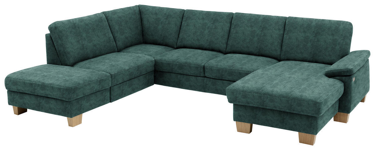 WOHNLANDSCHAFT in Velours Opal  - Eichefarben/Opal, Konventionell, Holz/Textil (167/316/235cm) - Beldomo System