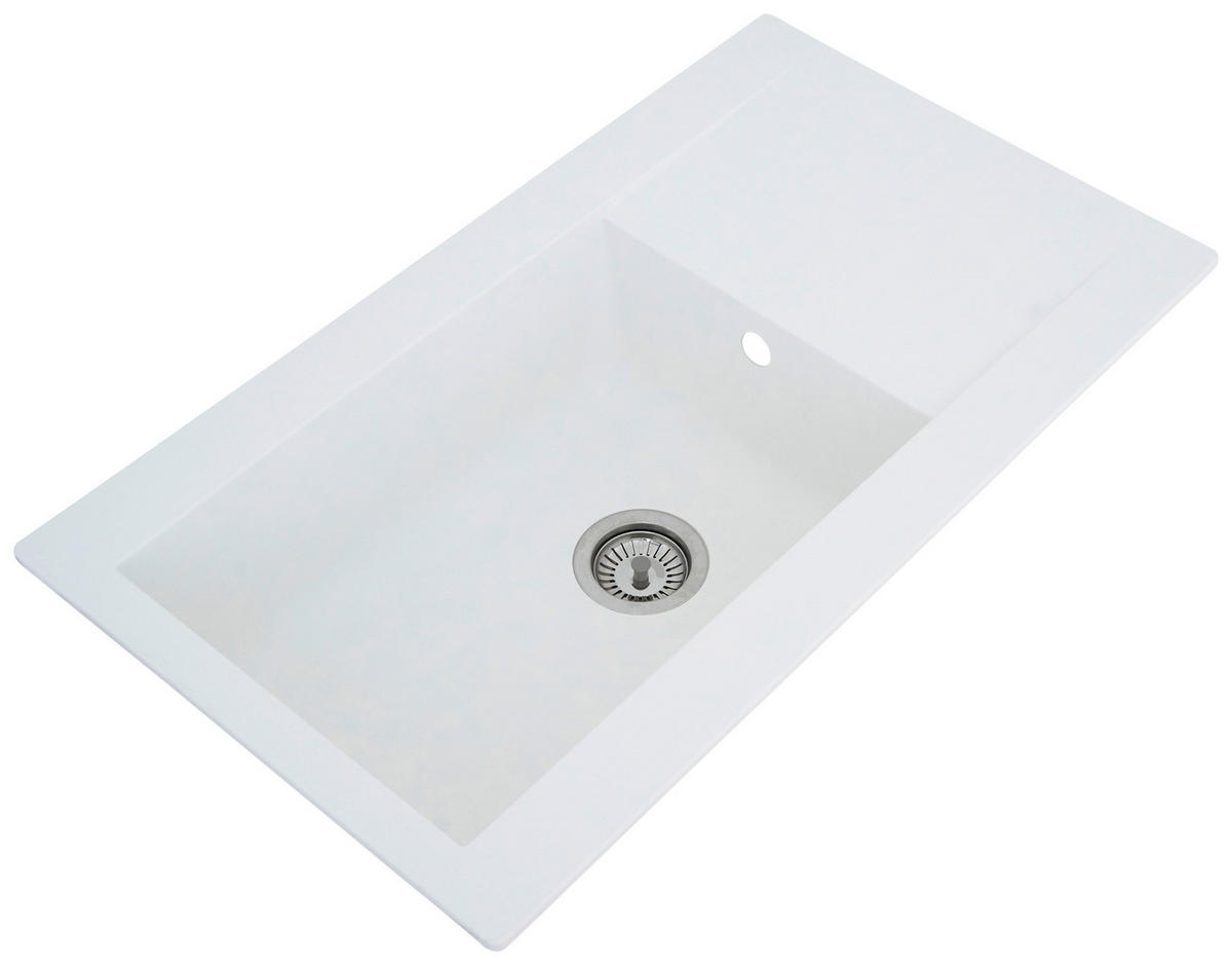 SPÜLE 1712DENVER86X50W  - Weiß, Trend, Glas/Kunststoff (86/20/50cm) - Respekta