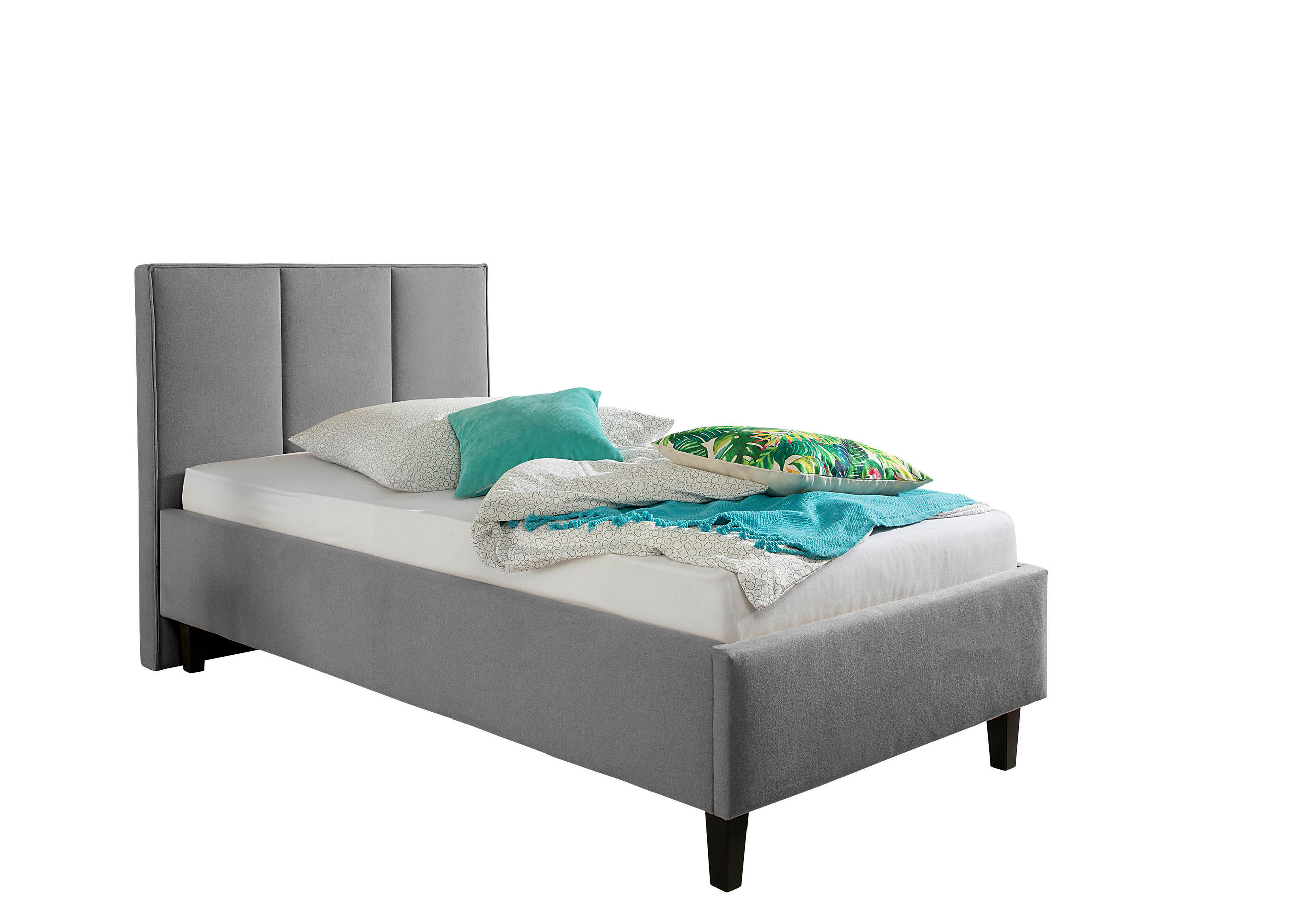 POLSTERBETT 100/200 cm,  in Grau,  - Schwarz/Grau, MODERN, Holz/Textil (100/200cm) - Livetastic