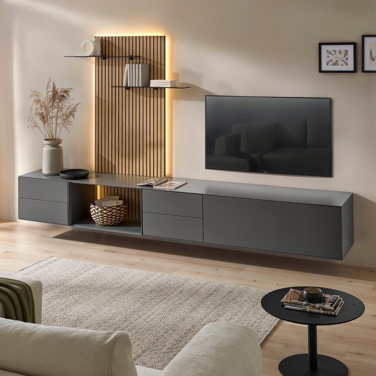 LOWBOARD  in 181/44/50 cm  - Anthrazit, Design, Holzwerkstoff (181/44/50cm) - Dieter Knoll