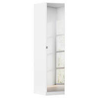 DREHTÜRENSCHRANK 47/197/54 cm,  in Weiß, 1-türig  - Alufarben/Weiß, KONVENTIONELL, Glas/Holzwerkstoff (47/197/54cm) - home24