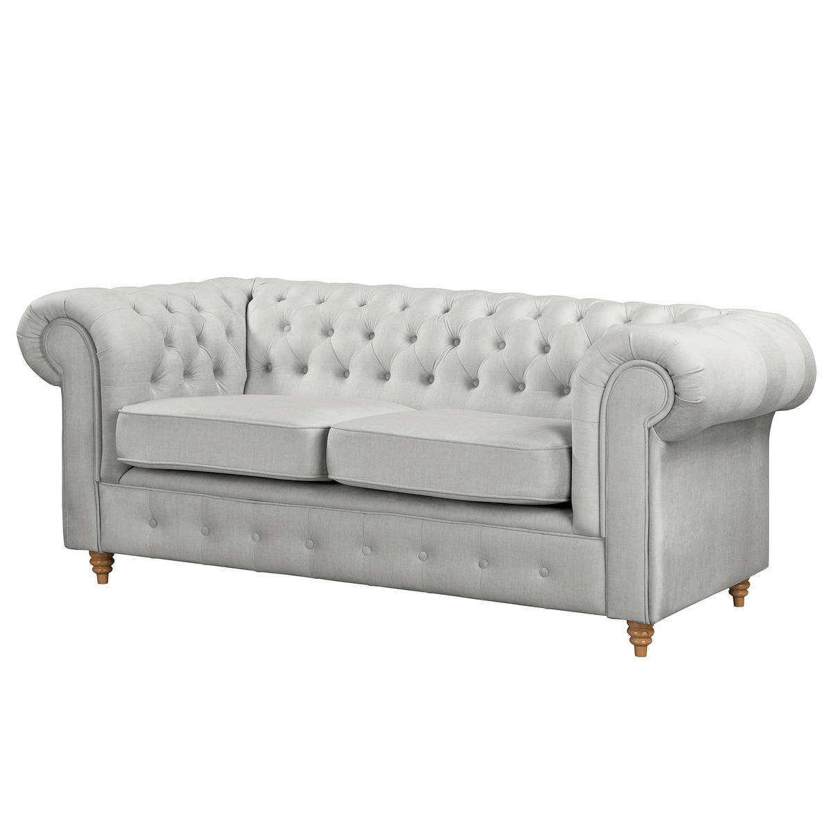 2-SITZER-SOFA Mikrofaser Hellgrau  - Hellgrau/Braun, Design, Holz/Textil (190/75/91cm) - P & B