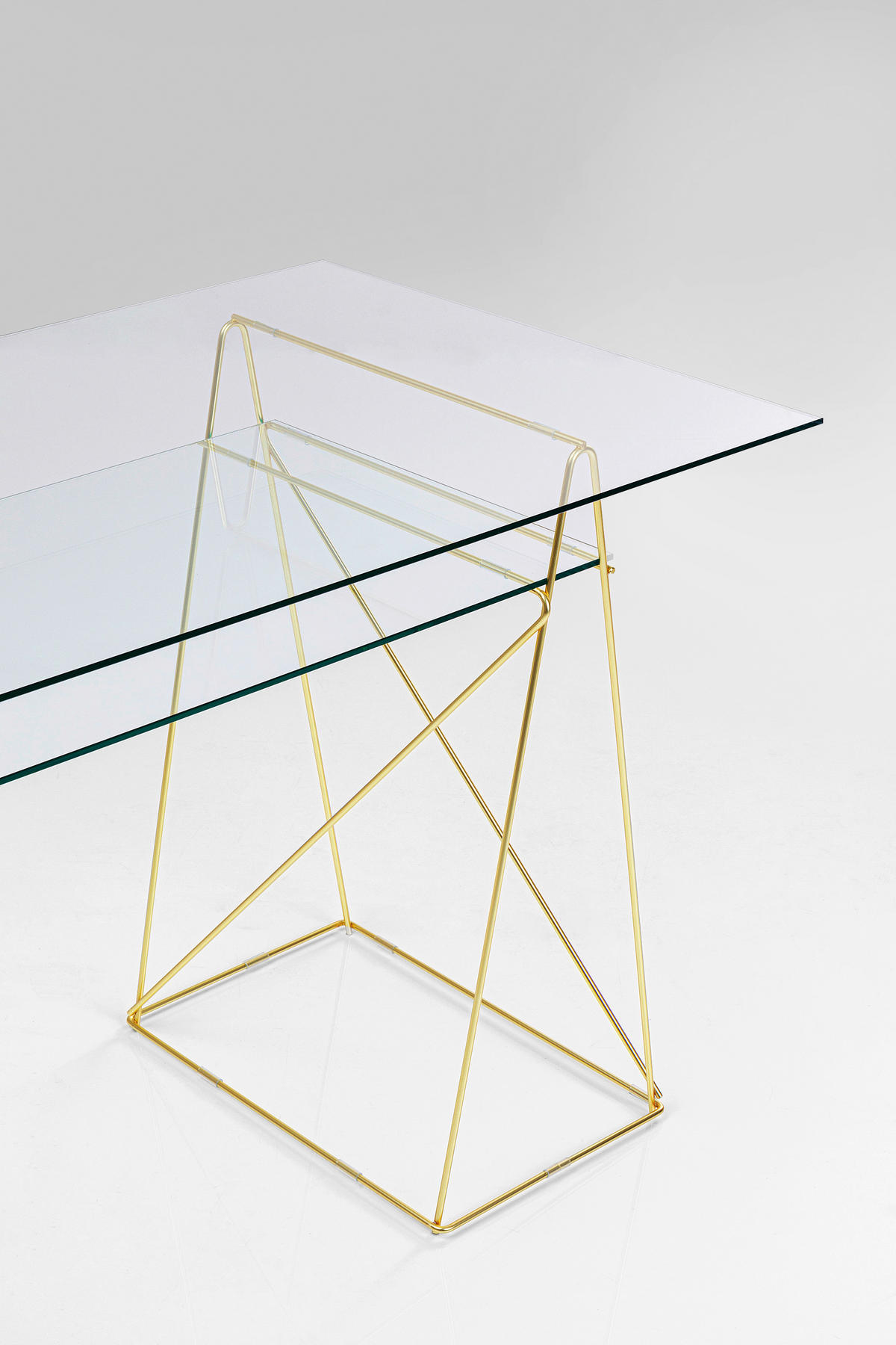 SCHREIBTISCH 135/65/74 cm  in  - Messingfarben, LIFESTYLE, Glas/Metall (135/65/74cm) - Kare-Design
