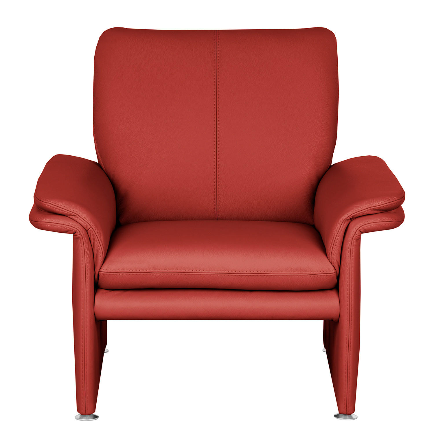 SESSEL in Echtleder Rot - Silberfarben/Rot, Design, Leder/Metall (93/90/88cm) - Livetastic