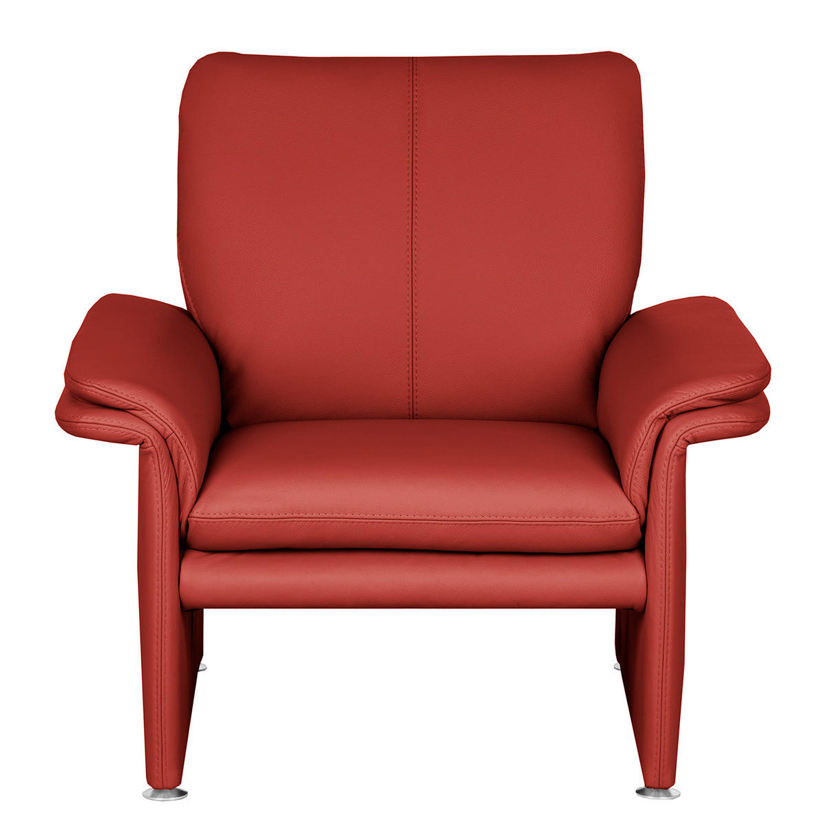 SESSEL in Echtleder Rot  - Silberfarben/Rot, Design, Leder/Metall (93/90/88cm) - Livetastic