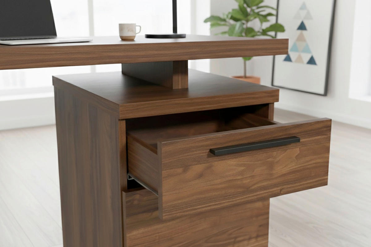 SCHREIBTISCH 141,8/74/55 cm Walnussfarben  - Walnussfarben/Schwarz, Design, Glas/Holzwerkstoff (141,8/74/55cm) - MID.YOU