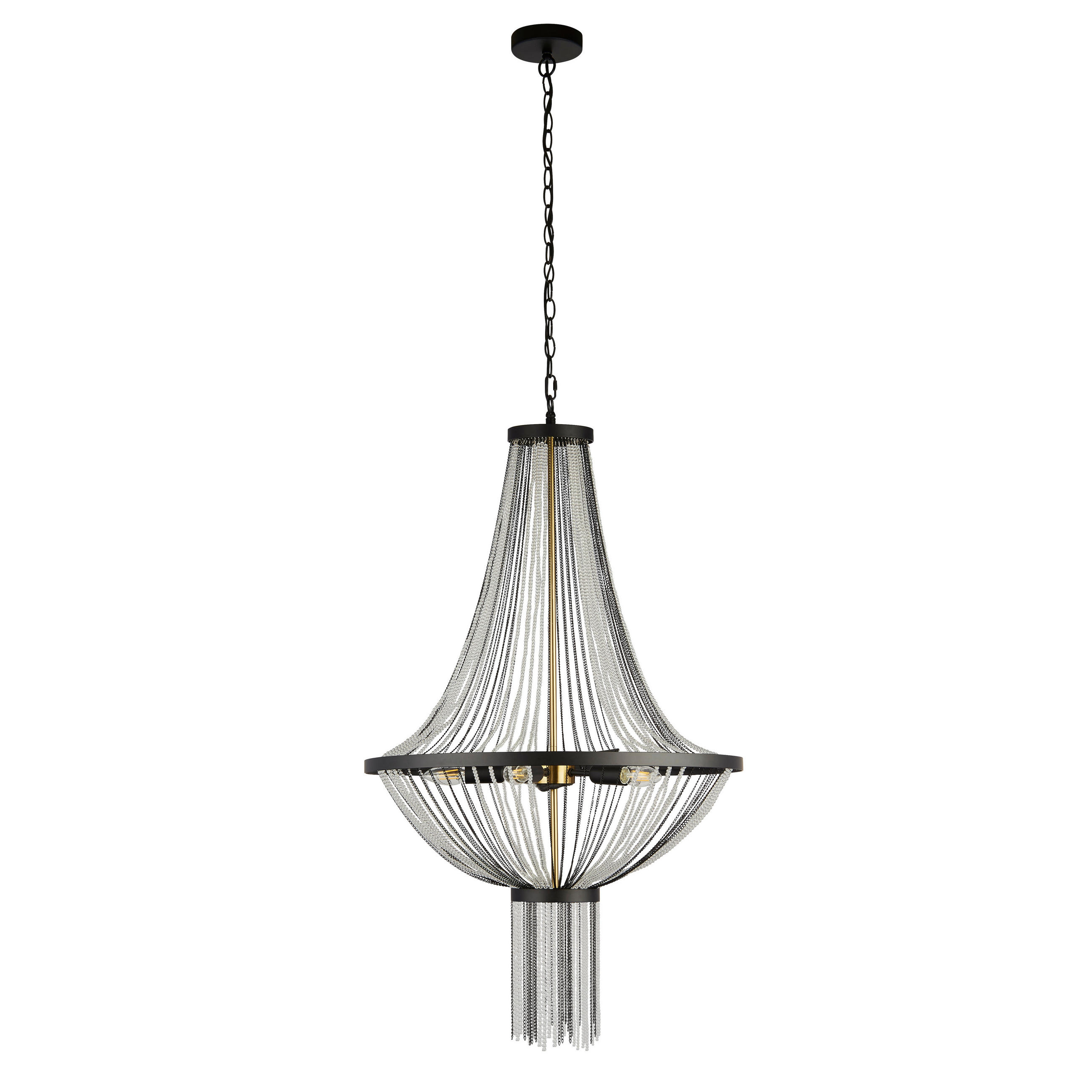 Searchlight Kronleuchter Baguette Schwarz, Messing 162 cm