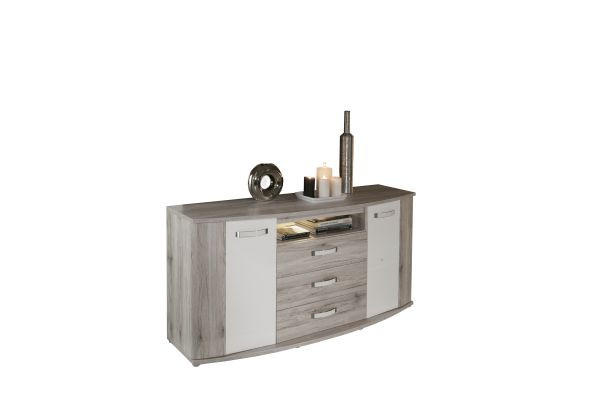 Komód 169,6/81,5/47,5 cm  - tölgyfa/fehér, Design, műanyag/faalapú anyag (169,6/81,5/47,5cm) - Xora