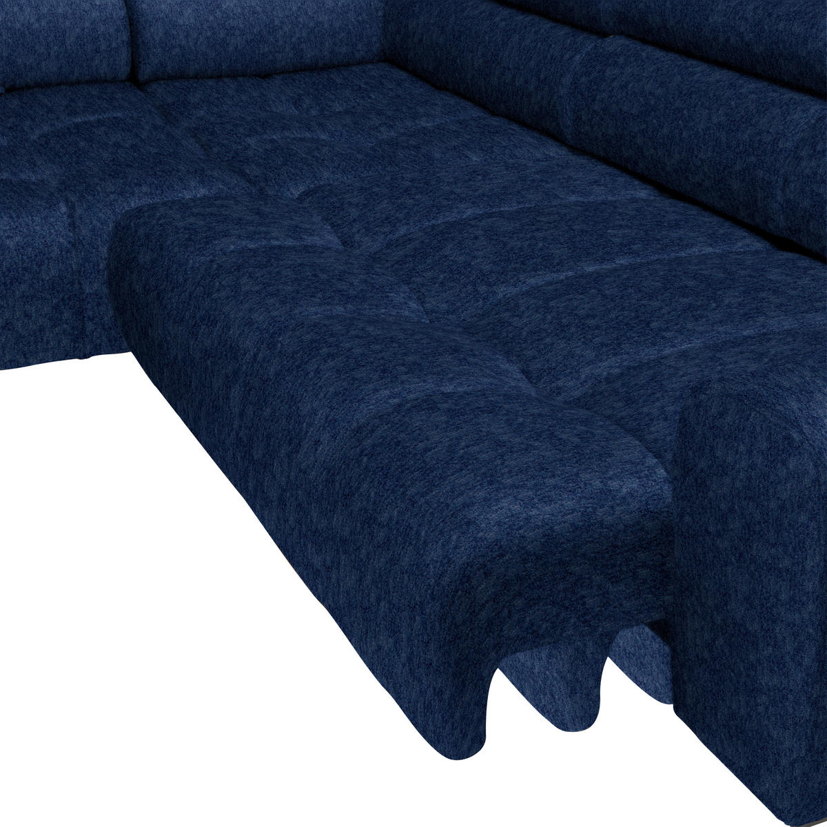 ECKSOFA in Samt, Webstoff Dunkelblau  - Schwarz/Dunkelblau, Design, Textil/Metall (177/270cm) - Welnova