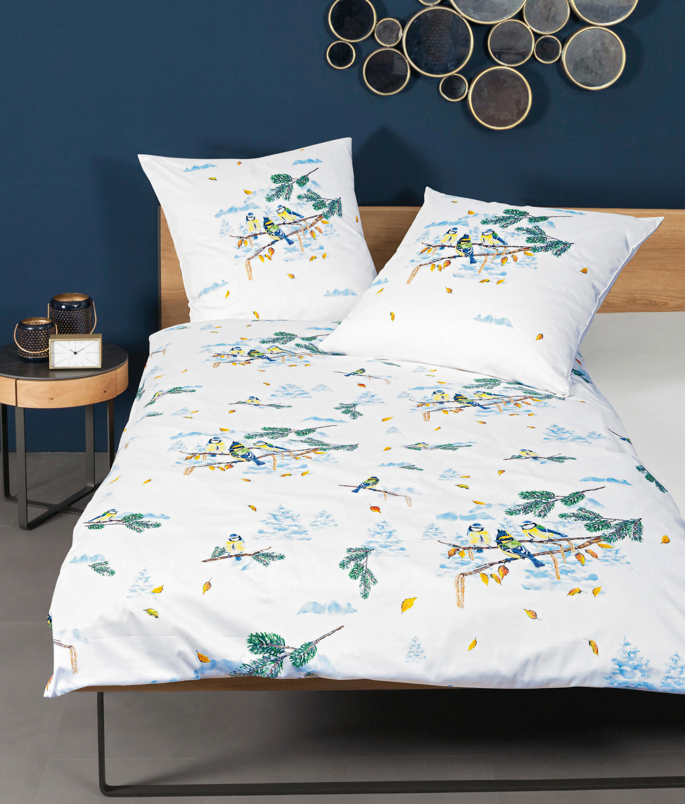 WENDEBETTWÄSCHE Modern Art Makosatin  - Blau/Gelb, Basics, Textil (155/220cm) - Janine