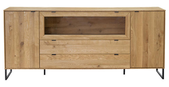 SIDEBOARD Eichefarben  212/93,6/40 cm  - Eichefarben/Schwarz, Natur, Glas/Holz (212/93,6/40cm) - Carryhome
