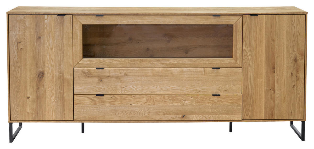 SIDEBOARD Eichefarben  212/93,6/40 cm  - Eichefarben/Schwarz, Natur, Glas/Holz (212/93,6/40cm) - Carryhome