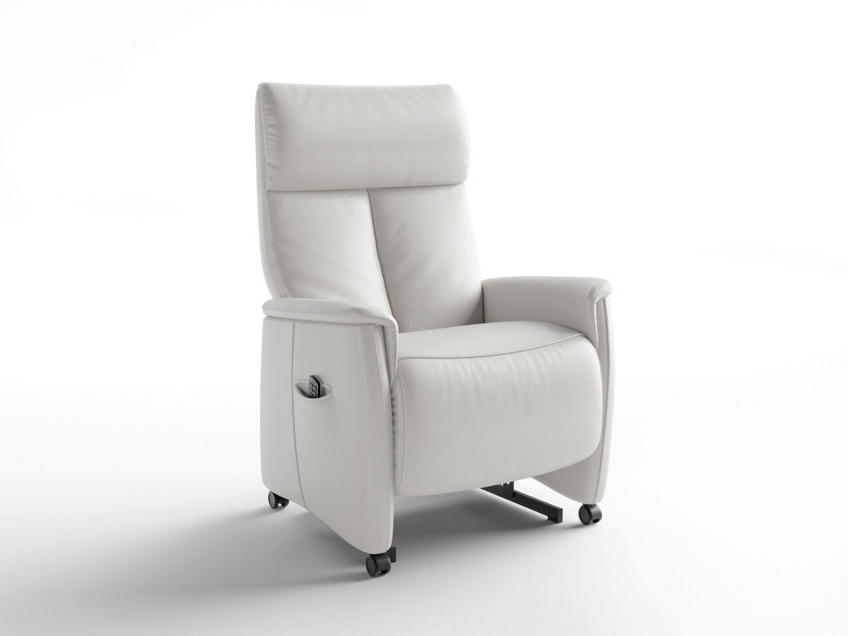 RELAXSESSEL TV CREMONA COMFORT E L3 Echtleder Kopfteilverstellung, Fußteilverstellung, Rücken echt    - Schwarz/Weiß, Basics, Leder/Kunststoff (76/114/84cm) - Sit & More