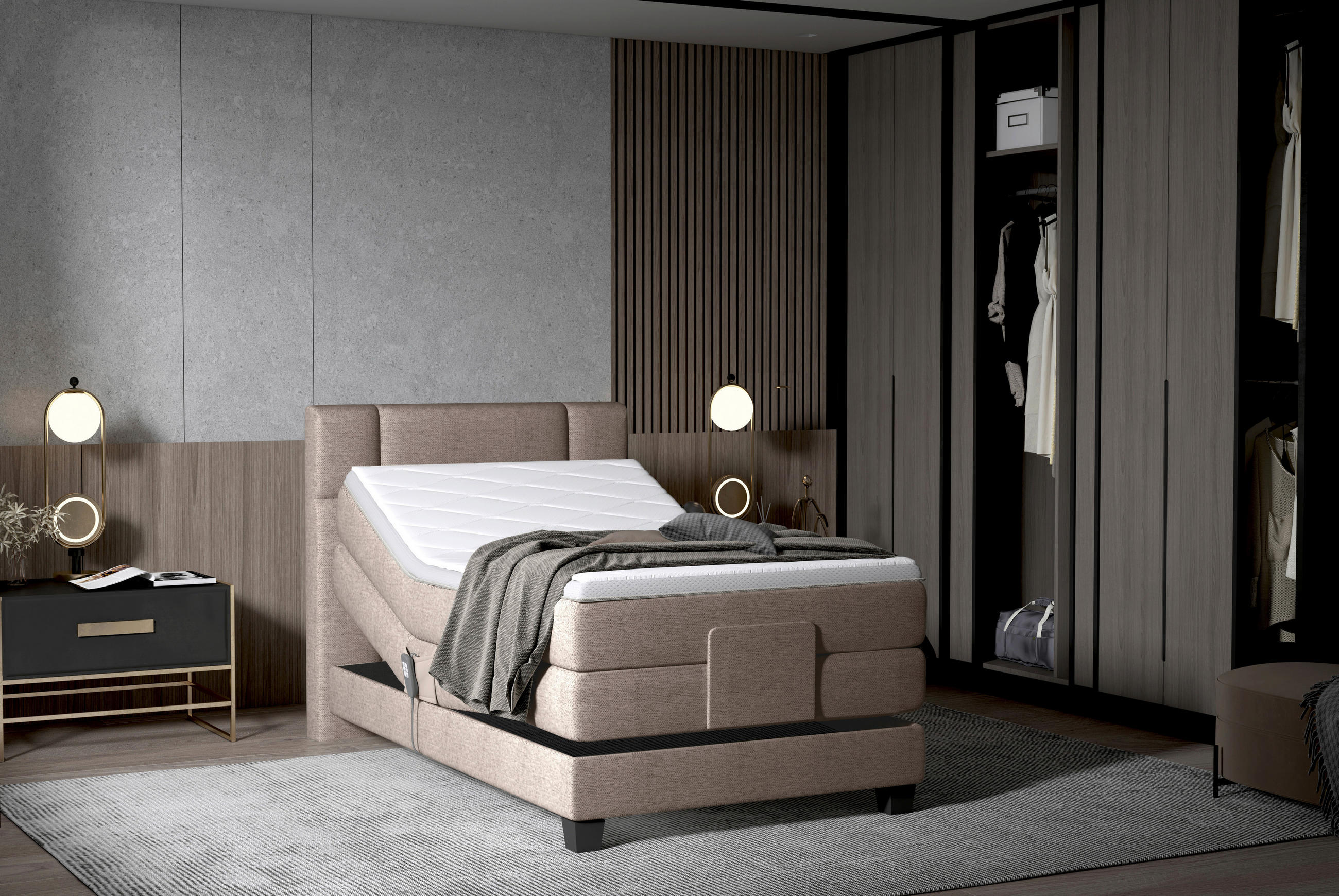 BOXSPRINGBETT 100/200 cm  in Braun  - Schwarz/Braun, KONVENTIONELL, Holz/Kunststoff (100/200cm) - Esposa