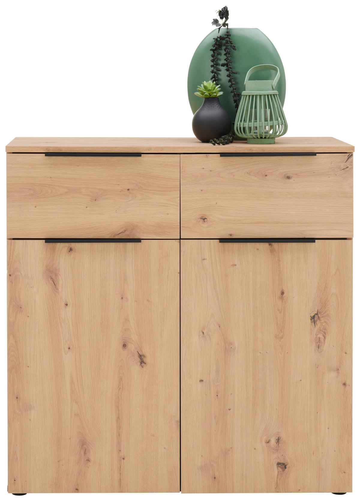 KOMMODE 91/93/42 cm  in Eichefarben  - Eichefarben/Schwarz, Konventionell, Holzwerkstoff/Kunststoff (91/93/42cm) - Xora