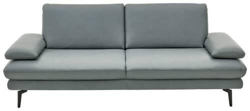 3-SITZER-SOFA Echtleder Grau - Schwarz/Grau, Design, Leder/Metall (222/86/104cm) - Dieter Knoll