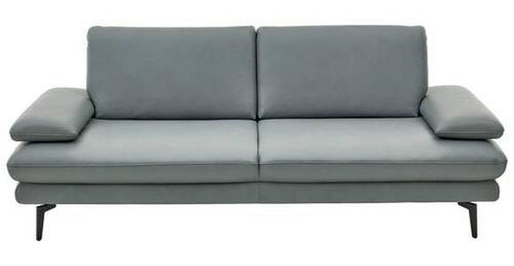 3-SITZER-SOFA in Echtleder Grau  - Schwarz/Grau, Design, Leder/Metall (222/86/104cm) - Dieter Knoll