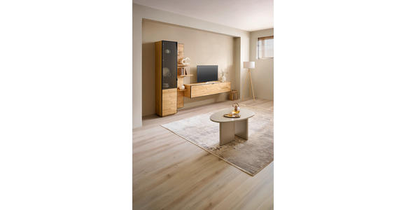 WOHNWAND  in Schwarz, Eichefarben  270/200/42 cm  - Wildeiche/Eichefarben, Natur, Glas/Holz (270/200/42cm) - Linea Natura