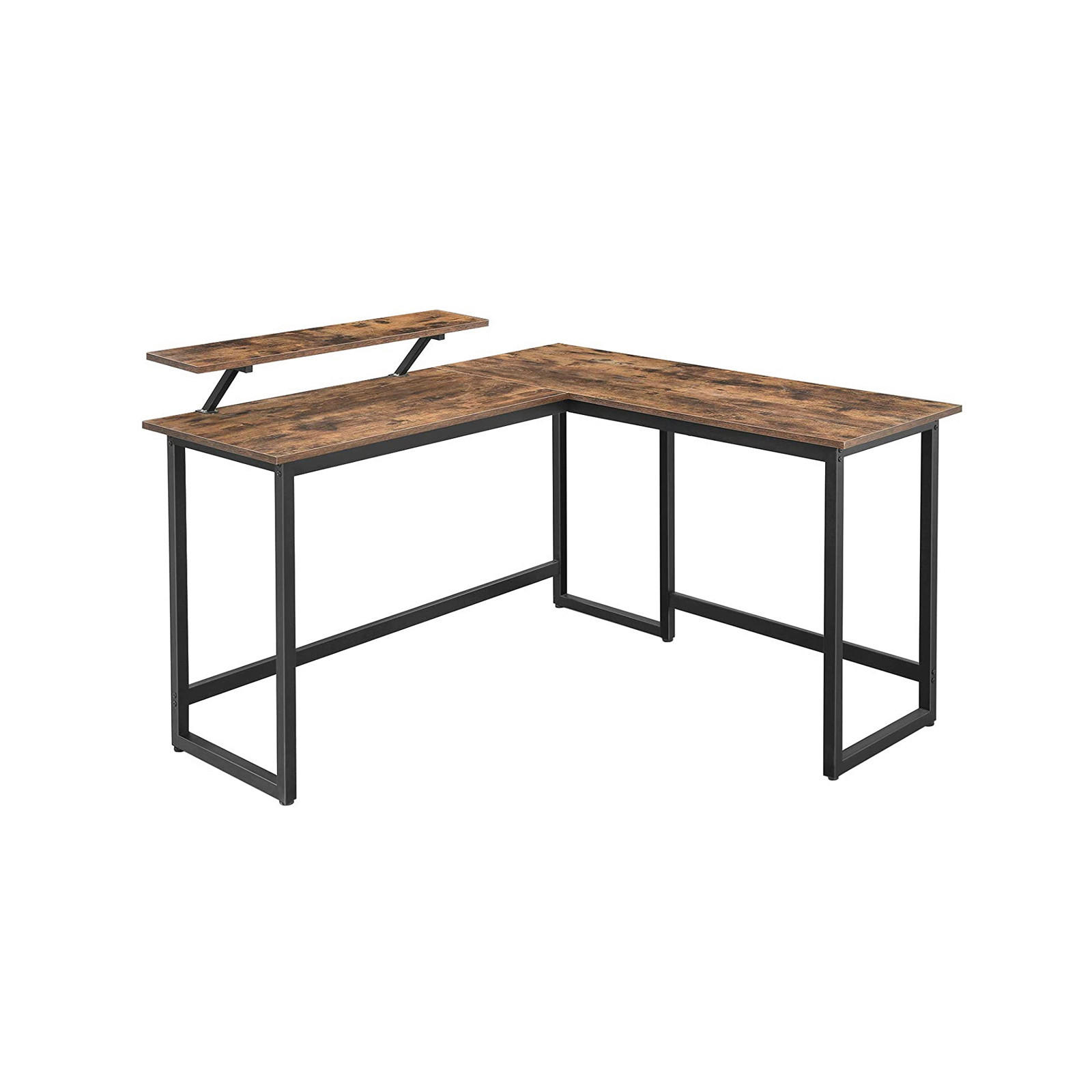 ROHOVÝ PÍSACÍ STÔL, hnedá, čierna, 140/130/92,2 cm - hnedá/čierna, Basics, kov/kompozitné drevo (140/130/92,2cm) - Boxxx