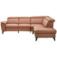 ECKSOFA Braun Echtleder  - Schwarz/Braun, Design, Leder/Metall (271/239cm) - Cantus