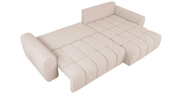 ECKSOFA in Velours Creme - Creme/Schwarz, KONVENTIONELL, Kunststoff/Textil (298/168cm) - Carryhome