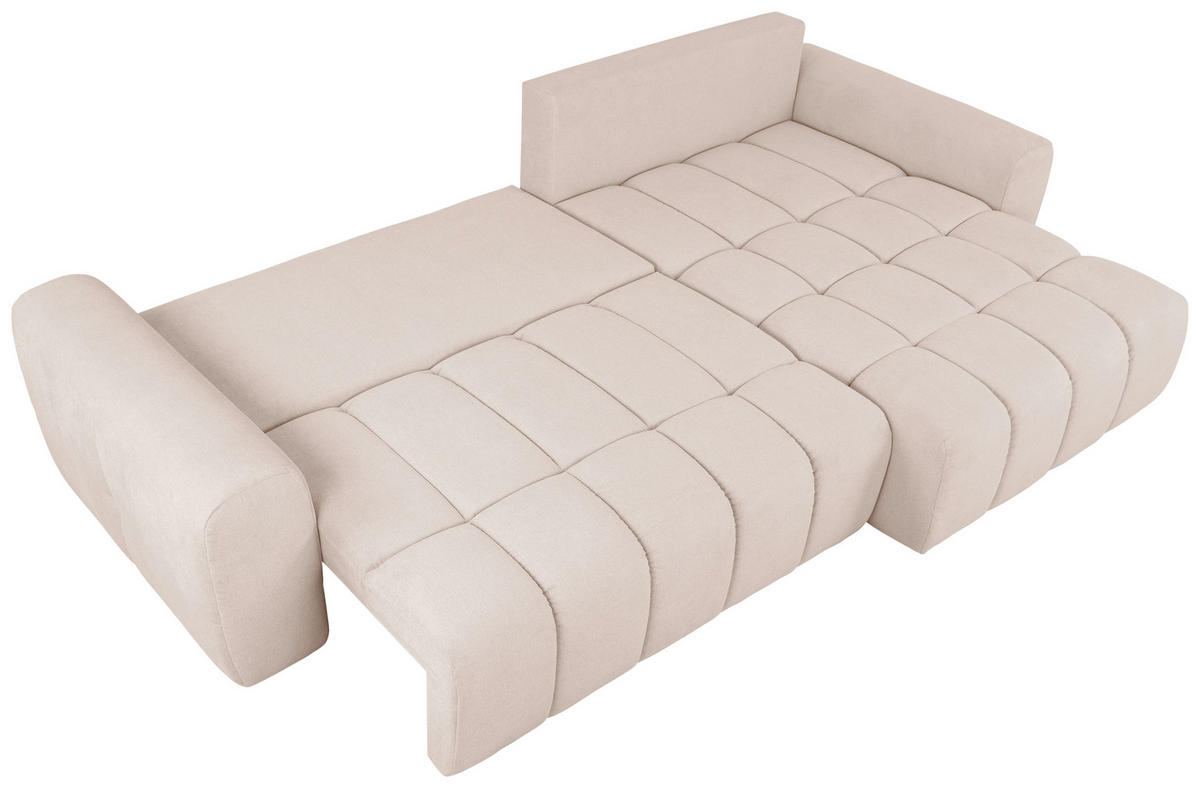 ECKSOFA in Velours Creme  - Creme/Schwarz, Konventionell, Kunststoff/Textil (298/168cm) - Carryhome