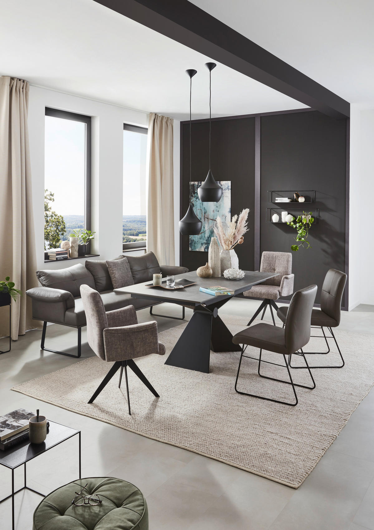 ARMLEHNSTUHL  in Stahl Flachgewebe  - Schwarz/Grau, Design, Holzwerkstoff/Textil (65/90/61cm) - Dieter Knoll