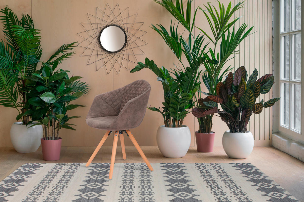 SADA ŽIDLÍ S PODRUČKAMI 2 kusy - šedá/hnědá, Design, dřevo/textil (59/82/55cm)