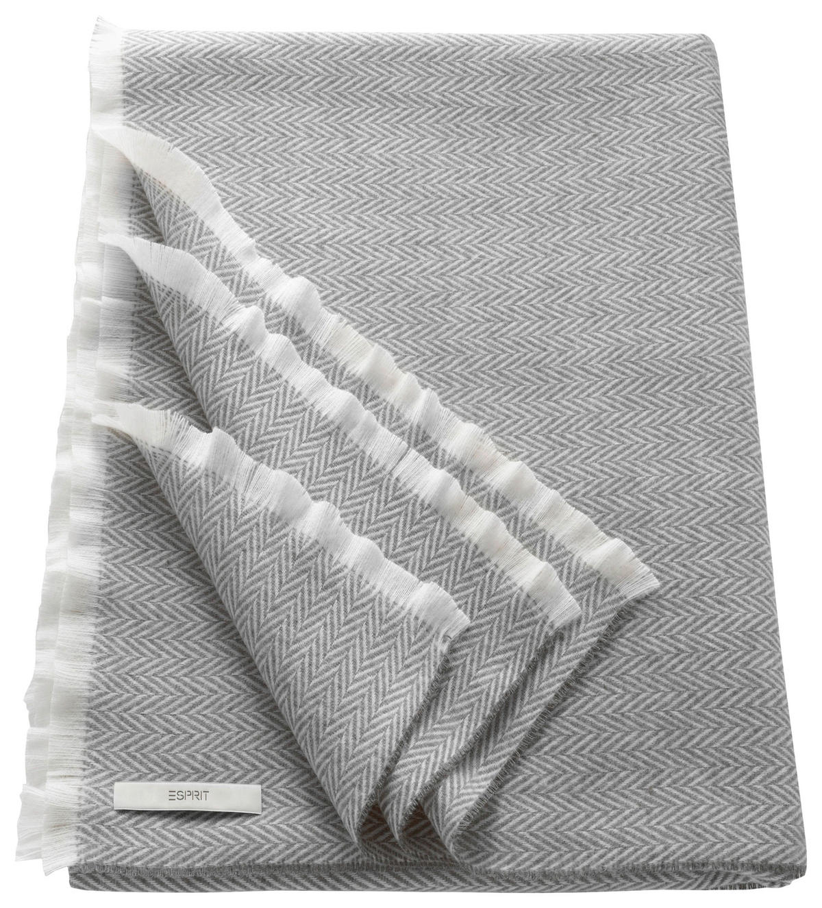 PLÄD 150/180 cm  - ljusgrå/cremefärgad, Klassisk, textil (150/180cm) - Esprit