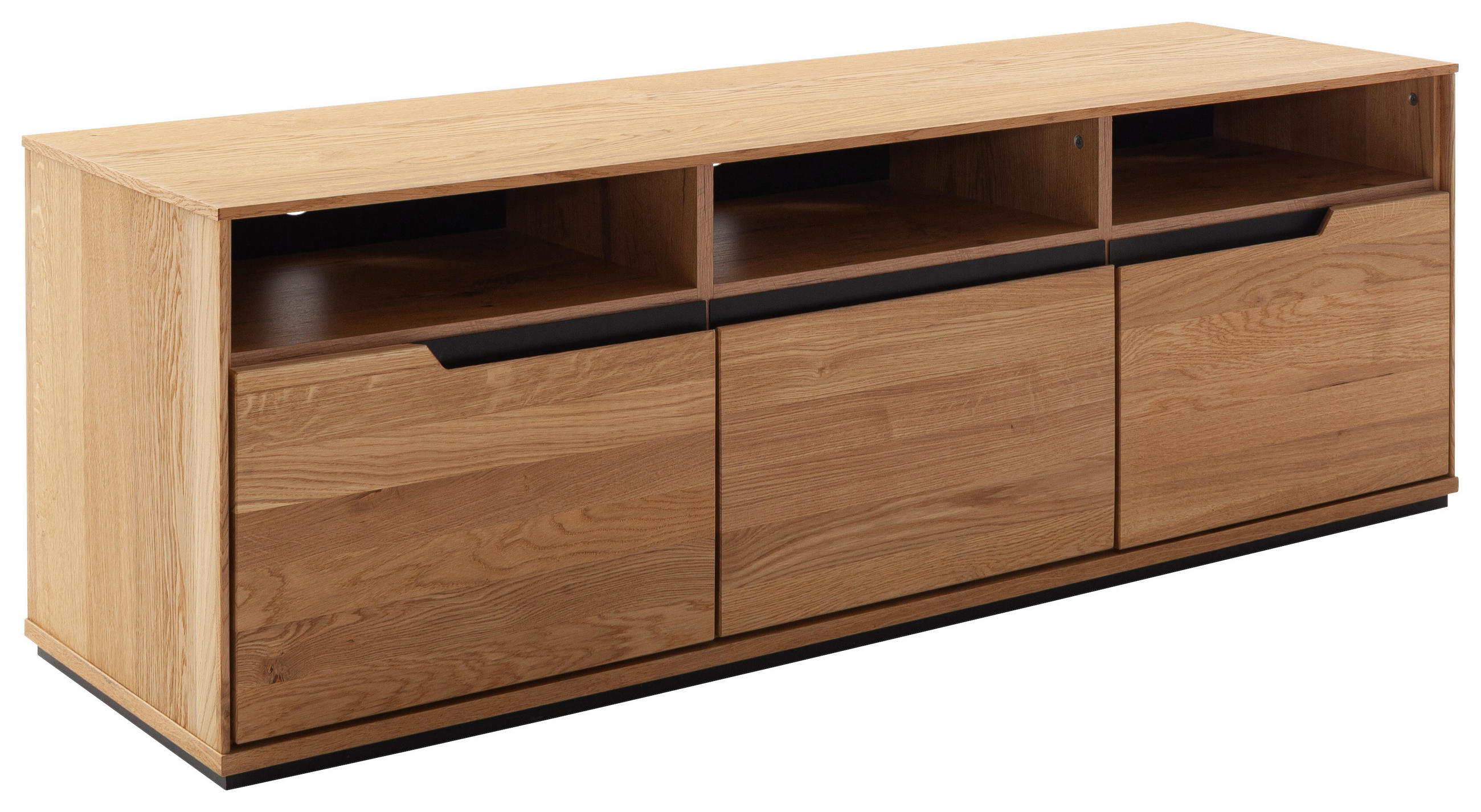 LOWBOARD Wildeiche  153/51/46 cm  - Wildeiche/Schwarz, Natur, Holz/Holzwerkstoff (153/51/46cm) - Linea Natura
