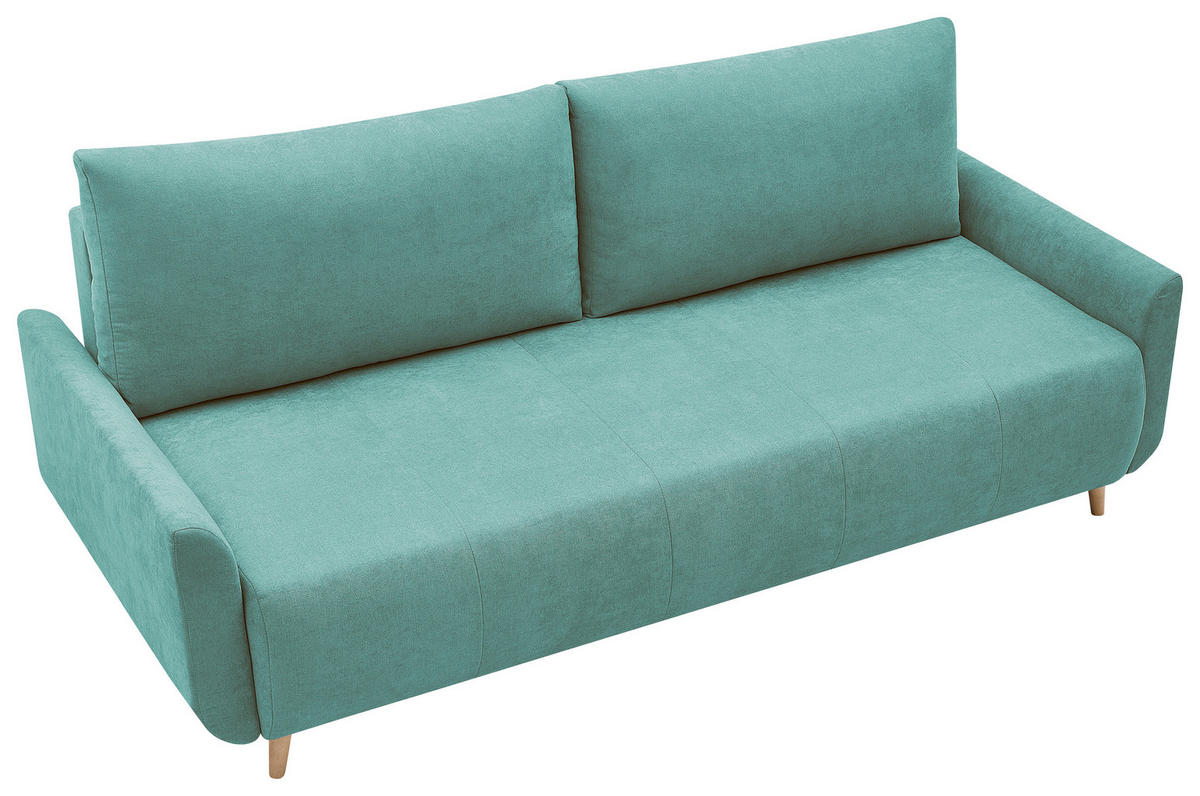 SCHLAFSOFA DUO Mikrofaser Mintgrün  inkl. Rückenkissen, Bettkasten, Schlaffunktion, Rücken echt  - Naturfarben/Mintgrün, Design, Textil (218/90/110cm) - P & B