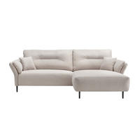ECKSOFA in Mikrofaser Creme  - Creme/Schwarz, Modern, Holz/Textil (269/172cm) - MID.YOU