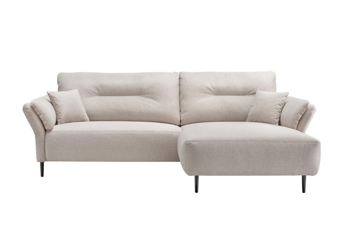 ECKSOFA in Mikrofaser Creme  - Creme/Schwarz, Modern, Holz/Textil (269/172cm) - MID.YOU