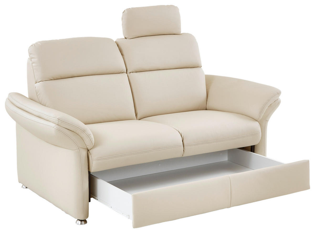 2-SITZER-SOFA in Echtleder Hellgrau  - Hellgrau/Alufarben, Konventionell, Leder/Metall (170/96/92cm) - Beldomo Premium