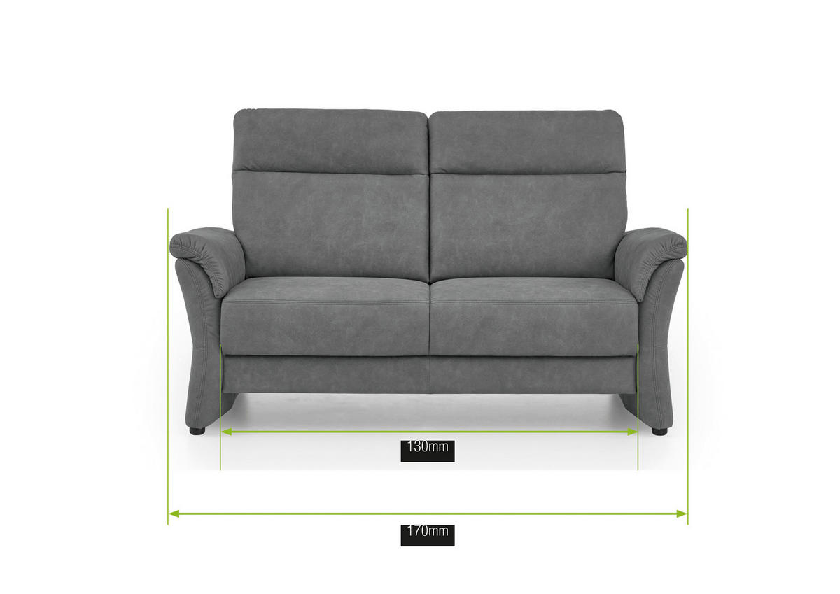 2,5-SITZER Mikrofaser Dunkelgrau  - Dunkelgrau/Schwarz, Konventionell, Kunststoff/Textil (170/98/91cm) - Elegando