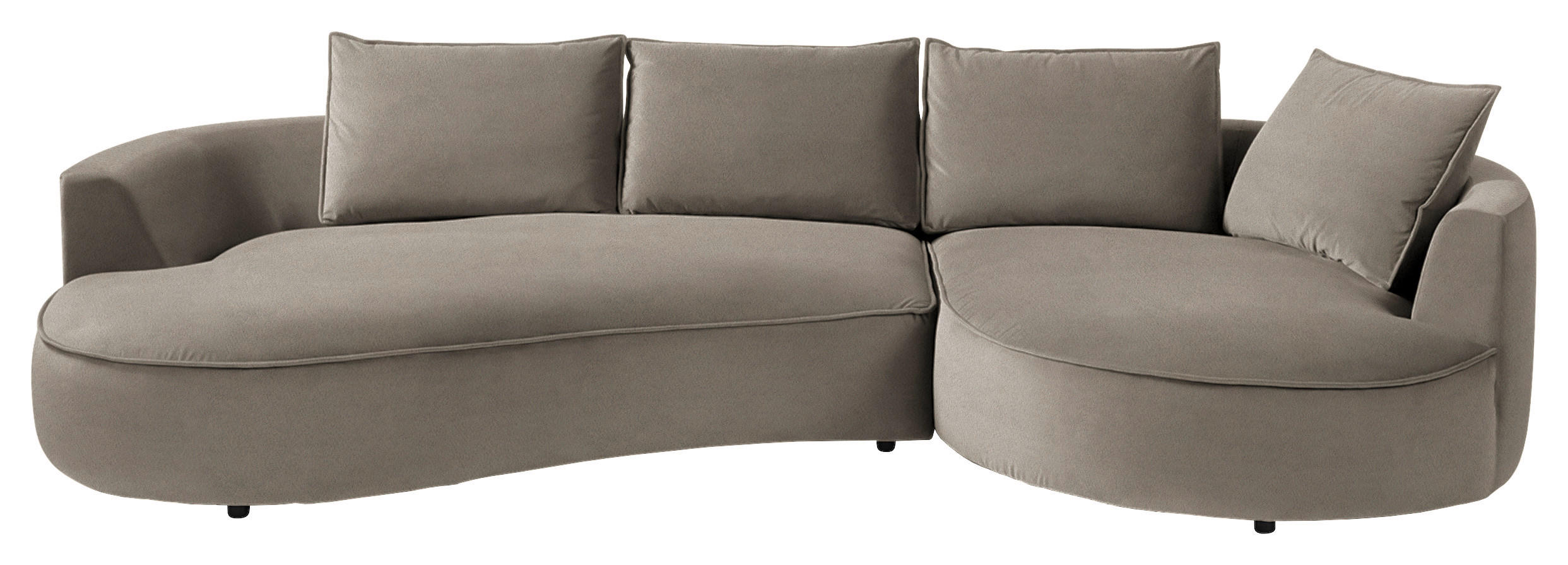 BIGSOFA Samt Graubraun  - Graubraun/Schwarz, Design, Kunststoff/Textil (322/66/154cm) - home24